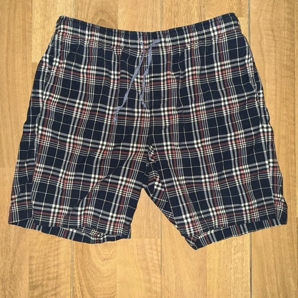 Men's L.L. Bean Dock Shorts Multicolor Plaid Pockets Drawstring Preppy Size L